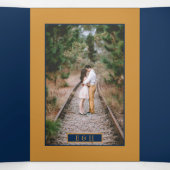 Invitation Trois Volets Bulles Champagne Bleu & Or, Suite Mariage (Intérieur au milieu)