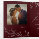 Invitation Trois Volets Burgundy & Ivory Botanical Elegant Wedding (Intérieur en premier)