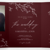 Invitation Trois Volets Burgundy & Ivory Botanical Elegant Wedding (Intérieur au milieu)