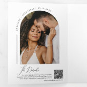 Invitation Trois Volets Burgundy moderne Boho Arch Photo QR Code Mariage (Intérieur en premier)