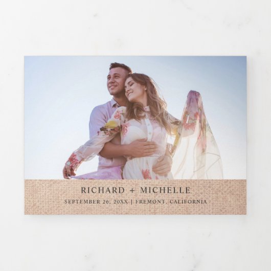 Invitation Trois Volets Burlap Sunflower Mason Jar String Mariage (Page de couverture)