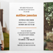 Invitation Trois Volets Burnt Orange Bold & Modern Photo Graduation (Intérieur au milieu)