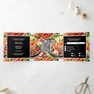 Invitation Trois Volets Business fruits de mer fin d'année fonction paella