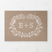 Invitation Trois Volets Cadre floral blanc avec mariage des initiales (Page de couverture)