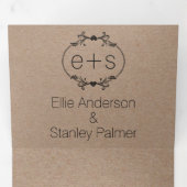 Invitation Trois Volets Cadre noir, initiales monogramme mariage papier kr (Intérieur en premier)