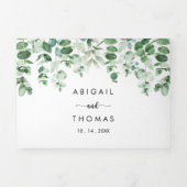 Invitation Trois Volets Calligraphie minimaliste Mariage d'eucalyptus vert (Page de couverture)