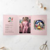 Invitation Trois Volets Camp Bride Bachelorette Weekend Photo et QR Code (Intérieur)