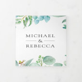 Invitation Trois Volets Carré Eucalyptus Frame QR Code Mariage (Protection)