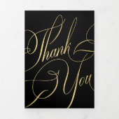 Invitation Trois Volets Carte de remerciements mariage noir en or multi ph (Page de couverture)