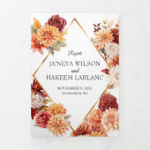 Invitation Trois Volets Carton d'invitation de mariage triptyque floral d' (Page de couverture)