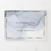 Invitation Trois Volets Carton d'invitation triptyque encre abstraite bleu (Page de couverture)