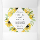 Invitation Trois Volets Cartons d'invitation pliables pour mariage au jard (Intérieur au milieu)