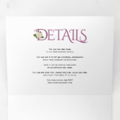 Invitation Trois Volets Cassis initiales pourpres et ampersand, mariage ro (Intérieur en premier)