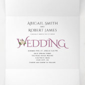 Invitation Trois Volets Cassis initiales pourpres et ampersand, mariage ro (Intérieur au milieu)