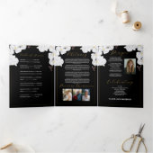 Invitation Trois Volets Célébration de la vie Fleurs de photos blanc (Intérieur)