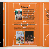 Invitation Trois Volets Célébration de la vie Photo Basketball (Intérieur au milieu)