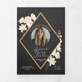 Invitation Trois Volets Célébration de la vie Photo Fleurs blanches (Page de couverture)