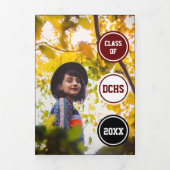 Invitation Trois Volets Cercles Maroon 5-Photo Graduation (Page de couverture)