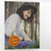 Invitation Trois Volets Cercles orange brûlés 5-Photo Graduation (Intérieur en premier)