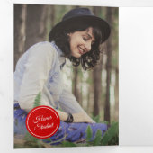 Invitation Trois Volets Cercles rouges 5-Photo Graduation (Intérieur en premier)