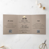 Invitation Trois Volets Cerf Amour Rustique Automne Hiver Code QR Mariage (Intérieur)