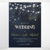 Invitation Trois Volets Chaîne de lumières Ciel nocturne étoile céleste (Intérieur au milieu)