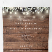 Invitation Trois Volets Chaîne rustique éclaire le Monogramme floral Maria (Intérieur en premier)