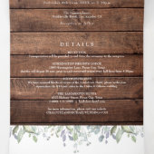 Invitation Trois Volets Chaîne rustique éclaire le Monogramme floral Maria (Intérieur au milieu)