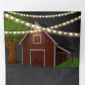 Invitation Trois Volets Chalkboard Farm Red Barn String Lights Mariage (Intérieur en premier)