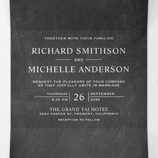 Invitation Trois Volets Chalkboard Mint Floral Mason Jar Lace Mariage (Intérieur au milieu)