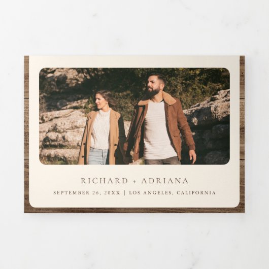 Invitation Trois Volets Chapelle occidentale en bois rustique tout en un M (Page de couverture)