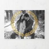 Invitation Trois Volets Charbon Grise Or Laurier Minimal Code QR Mariage (Page de couverture)