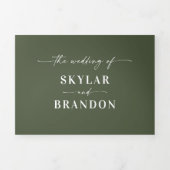 Invitation Trois Volets Chasseur minimal simple Mariage budget vert foncé (Page de couverture)