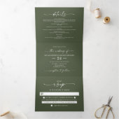 Invitation Trois Volets Chasseur minimal simple Mariage budget vert foncé (Intérieur)