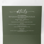 Invitation Trois Volets Chasseur minimal simple Mariage budget vert foncé (Intérieur en premier)