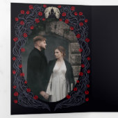 Invitation Trois Volets Château gothique Floral Halloween Mariage (Intérieur en premier)