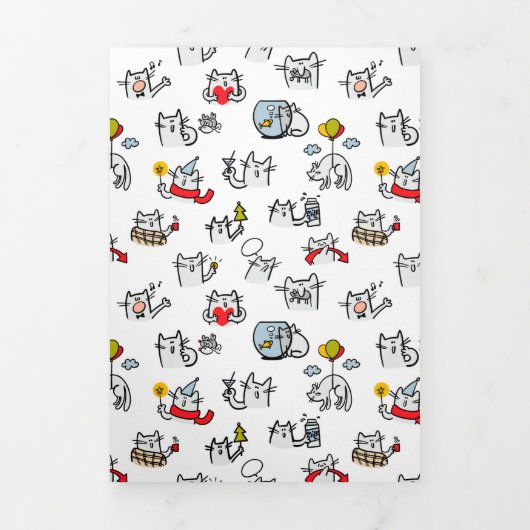 Invitation Trois Volets Chats amusants, lait et magie. (Page de couverture)