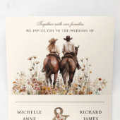 Invitation Trois Volets Cheval d'équitation Western Couple tout en un Mari (Intérieur en premier)