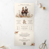 Invitation Trois Volets Cheval d'équitation Western Couple tout en un Mari (Intérieur)