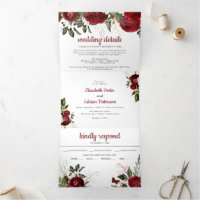 Chic Bourgogne & Blanc Floral Élégant Mariage