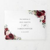 Invitation Trois Volets Chic Bourgogne Blush Floral Greenery Wedding RSVP (Page de couverture)