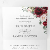 Invitation Trois Volets Chic Bourgogne Blush Floral Greenery Wedding RSVP (Intérieur en premier)