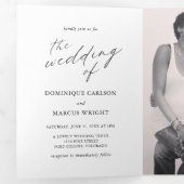 Invitation Trois Volets Chic Calligraphie Simple Photo Mariage élégant (Intérieur en premier)