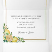 Invitation Trois Volets Chic Citron Floral Feuillage Doré Mariage RSVP (Intérieur au milieu)