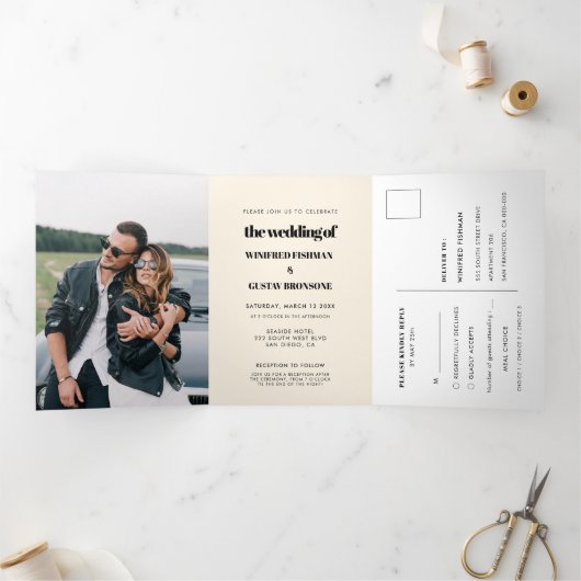 Invitation Trois Volets Chic élégant Tout en un mariage (Intérieur)