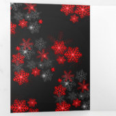 Invitation Trois Volets Chic Ho Red Burgundy Snowflakes Noël Nouvel An (Intérieur en premier)