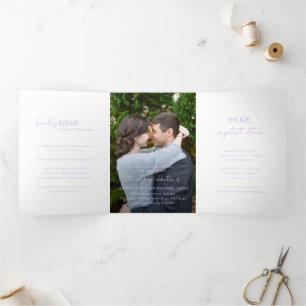 Invitation Trois Volets Chic Lilac Photo Mariage moderne