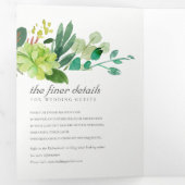 INVITATION TROIS VOLETS CHIC SUCCULENT WREATE FOLIAGE MARIAGE D'EAU COULEU (Intérieur en premier)