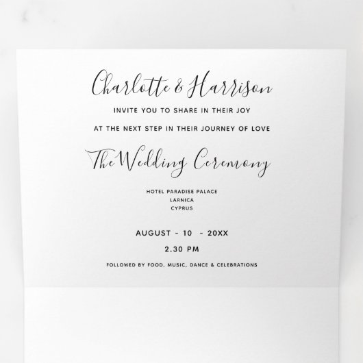 Invitation Trois Volets Chypre Mariage Destination Mariage (Intérieur en premier)