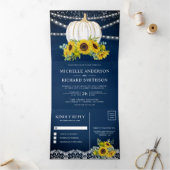 Invitation Trois Volets Citrouille blanc Mariage bleu marine (Intérieur)